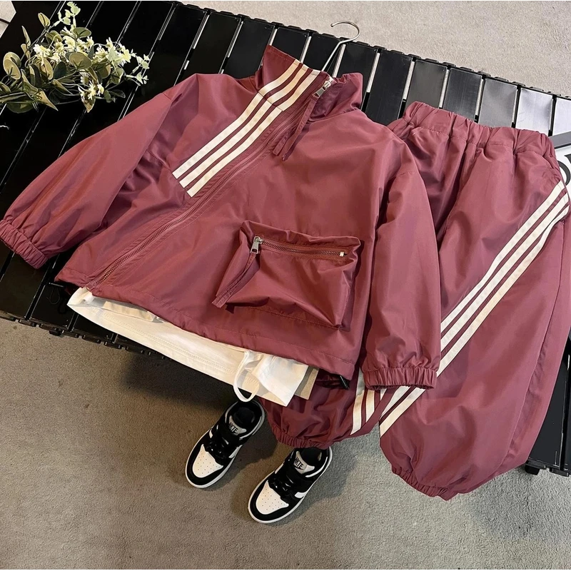 [小海豚】男童春秋套装2024款儿童运动长袖加绒开衫中小童两件套潮