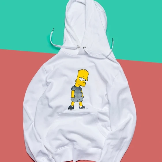 The Simpsons 辛普森一家 白色衬衫情侣连帽毛圈男女同款上身爆炸