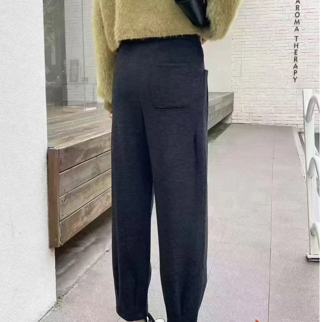 K388炭黑羊狨厚款休闲裤2357