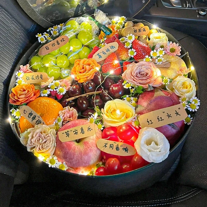 入秋冬四件套鲜花水果礼盒花束配送女友鲜花速递同城上海全国