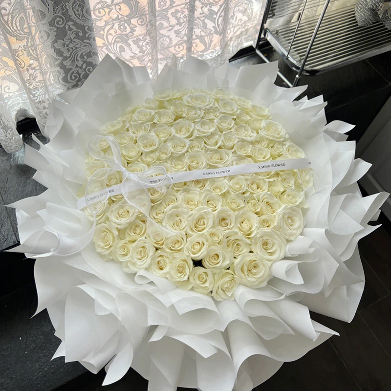 白玫瑰花束生日鲜花速递北京深圳广州上海南京杭州同城配送