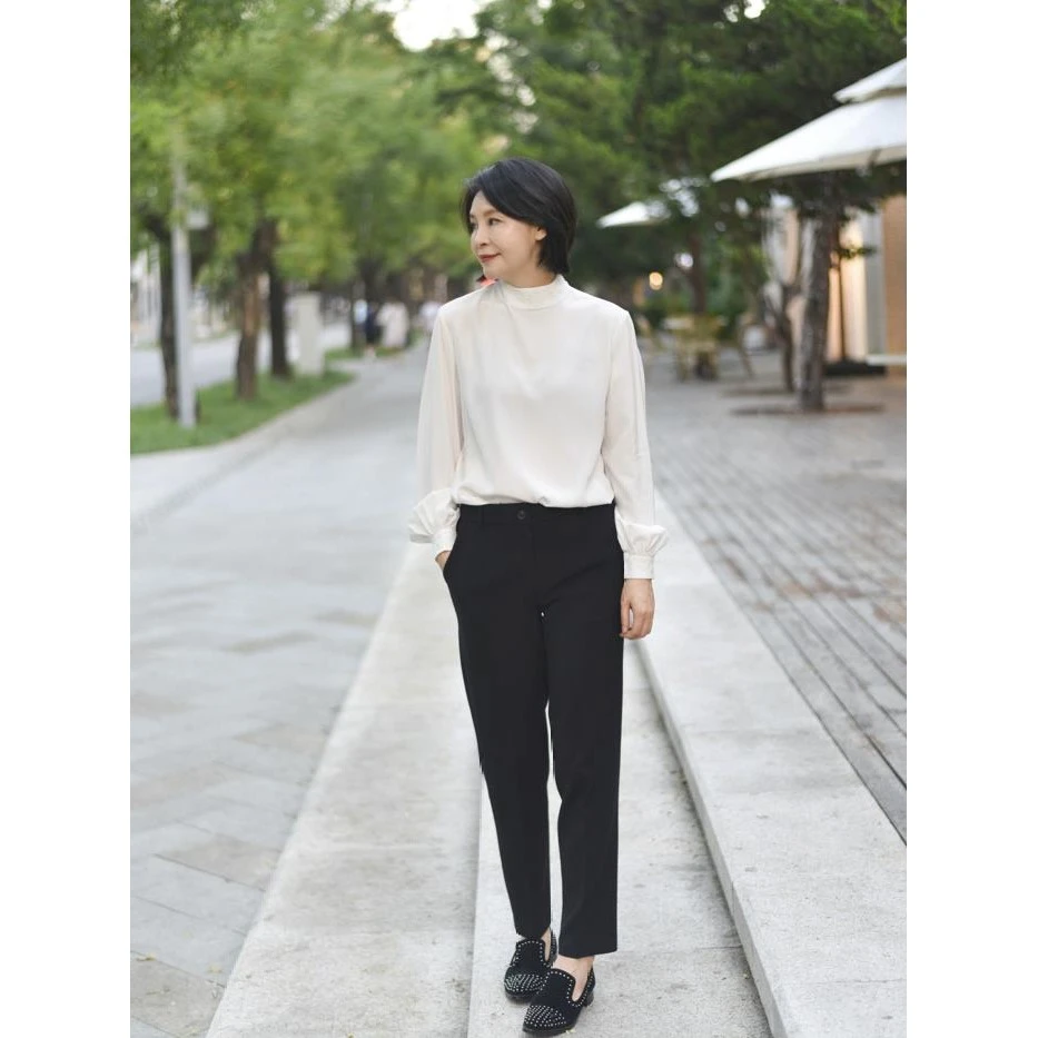 我是摩羯高定款23MM重磅桑蚕丝工艺钉珠刺绣通勤长袖春夏衬衫