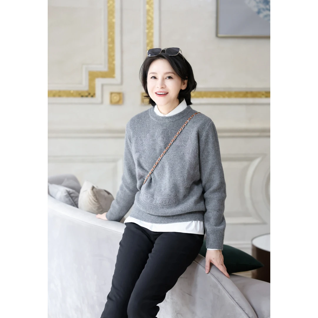 我是摩羯 限量月桂花环 BBR风高克重美丽诺羊绒羊毛山圆领针织衫