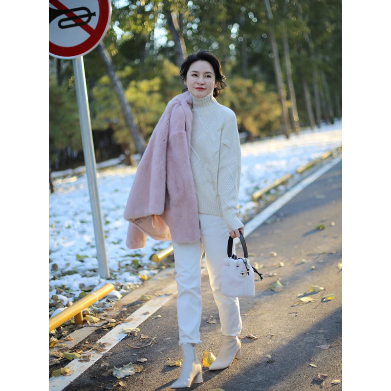 我是摩羯 Valentin* 540g纯高克重棒针绞花高领厚毛衣毛衫