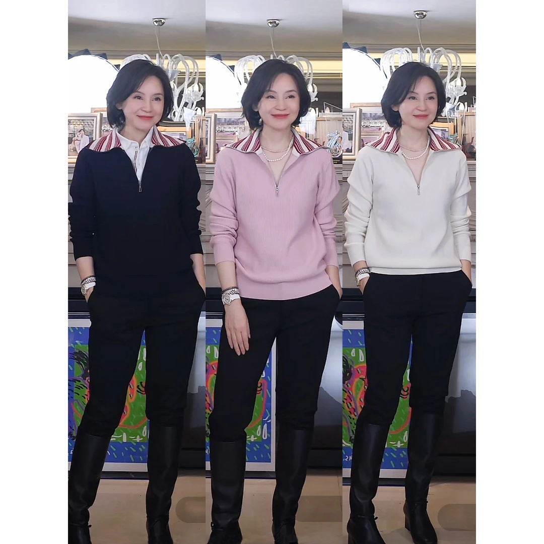 我是摩羯 樱花树下 新澳100及细美丽诺羊毛圆领长袖秋针织衫毛衣