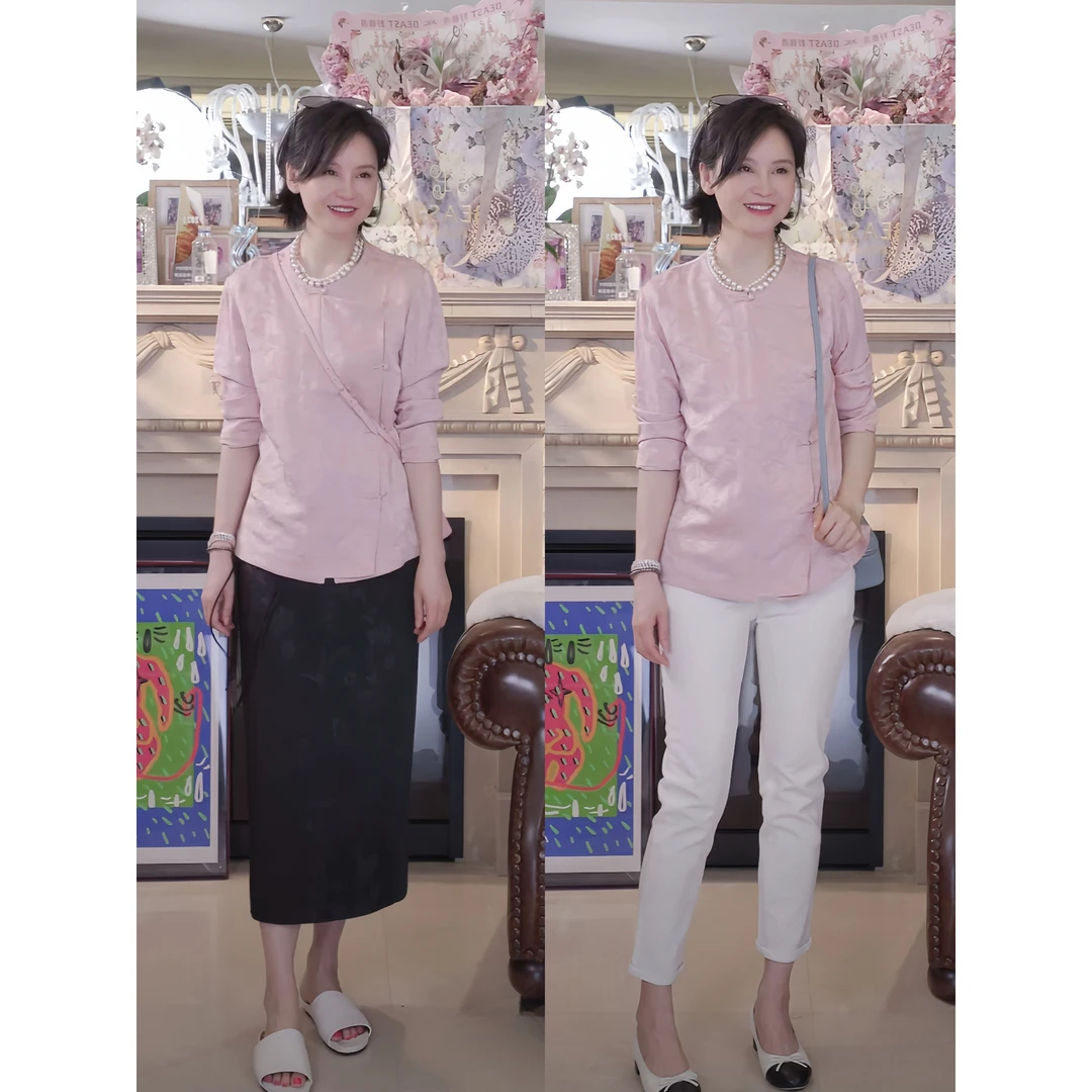 RuienCo.铃兰花开 人丝提花圆领斜襟新中式国风夏外套上衣