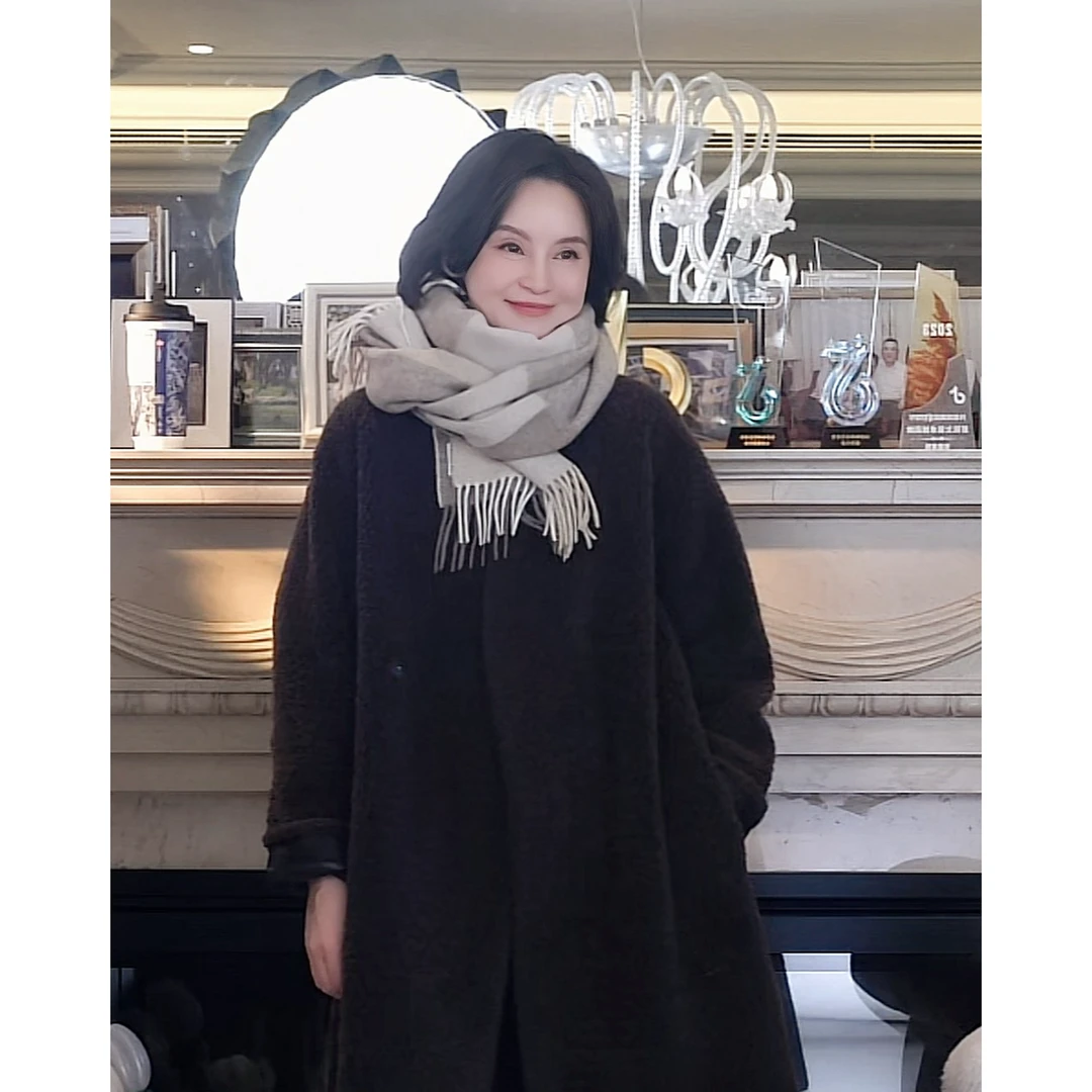 我是摩羯 英伦风格纹流苏围巾 羊绒高支及细羊毛双面拼色披肩