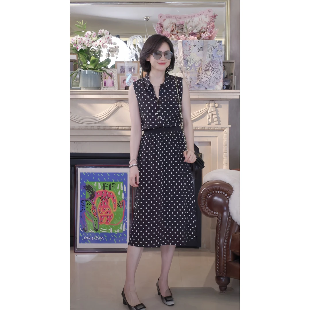 我是摩羯 南法波点裙 23MM6A级桑蚕丝松紧腰优雅春夏百搭半裙