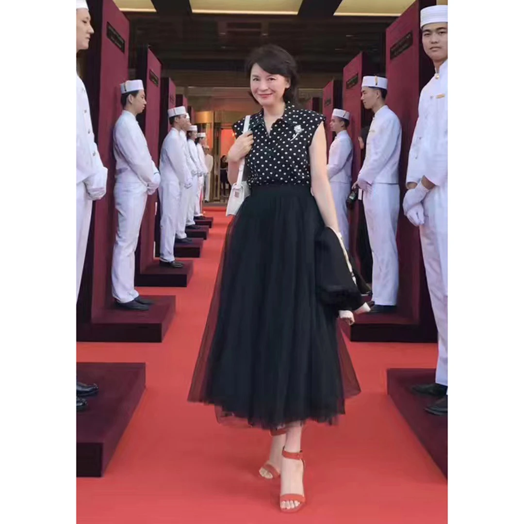 我是摩羯 西西里传说 6A级弹力双绉桑蚕丝波点无袖春夏真丝衬衫