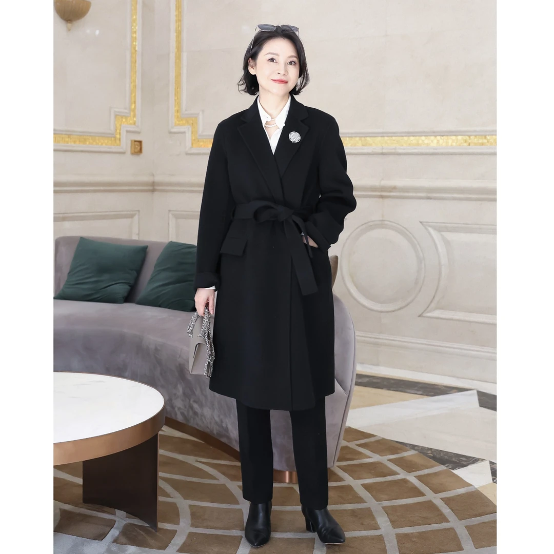 我是摩羯 伦敦之夜  内蒙10羊绒90羊毛手工缝制中长双面呢大衣