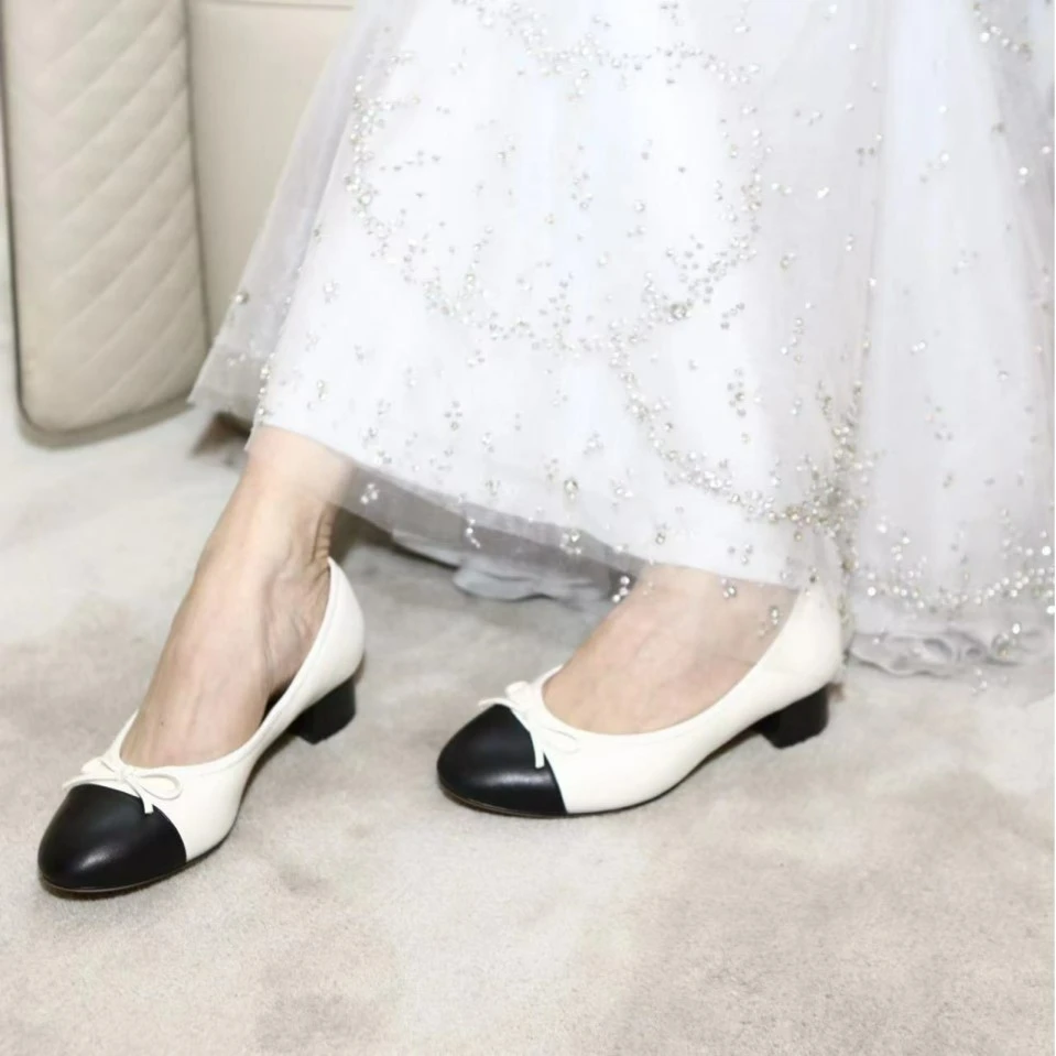 我是摩羯 玛丽珍 小香经典拼色羊皮中跟低跟高跟鞋