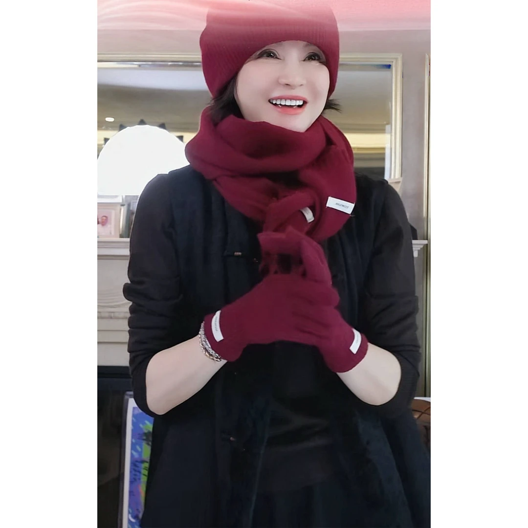 我是摩羯 暖心三件套 100羊毛时尚保暖帽子围巾手套