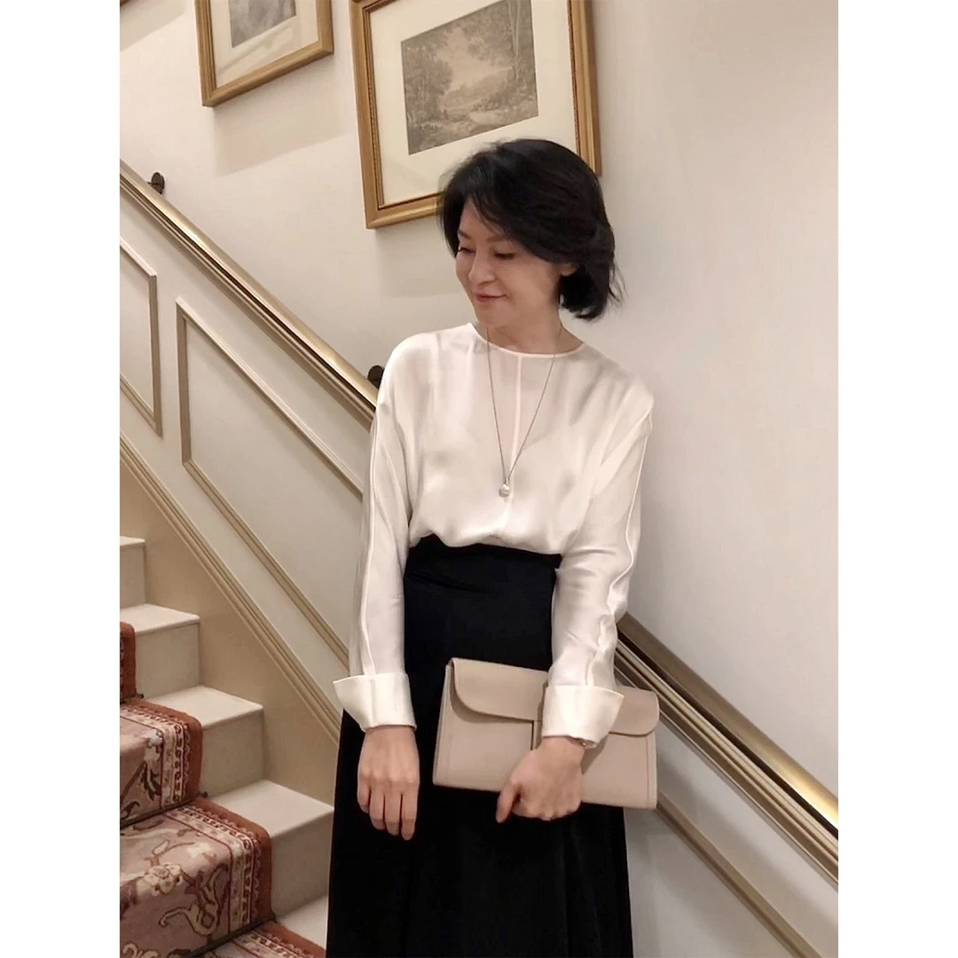 我是摩羯 美人如玉 6A级22MM重磅真丝弹力缎春夏上衣衬衫轻熟风