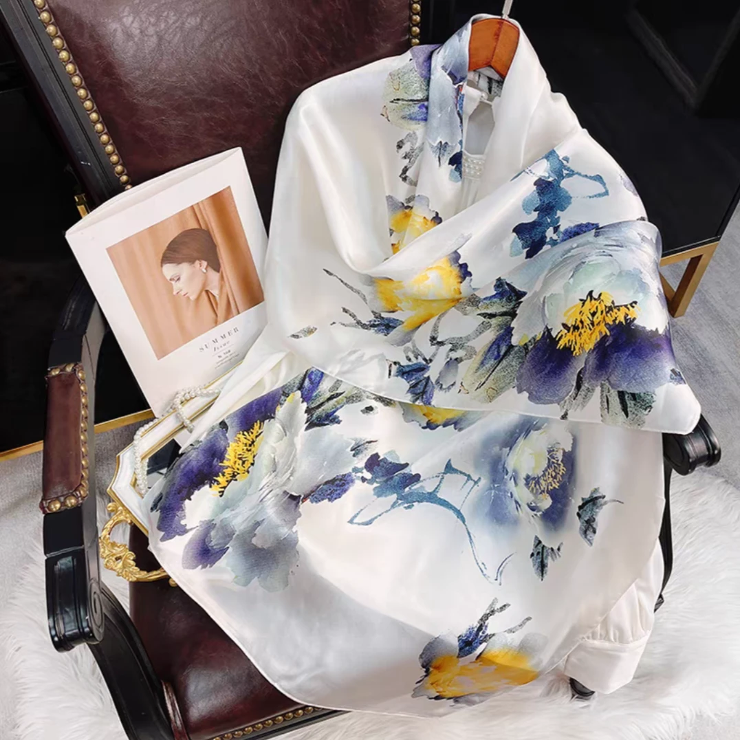 【宠粉丝巾】丽景缎80*180气质丝巾夏季时尚沙滩披肩 - 水墨丹青
