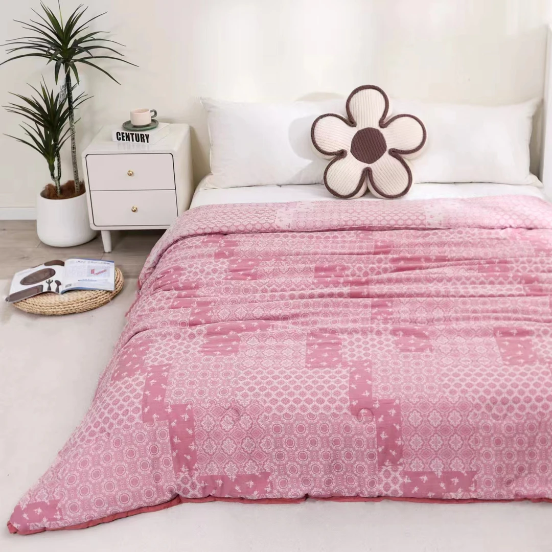 【格调粉】150*200cm全棉高定贡缎提花双层纱酥绒棉冬被 约2.3kg