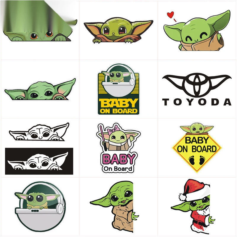 后窗玻璃车贴划痕遮挡尤达宝宝曼达洛人防水反光汽车装饰贴纸