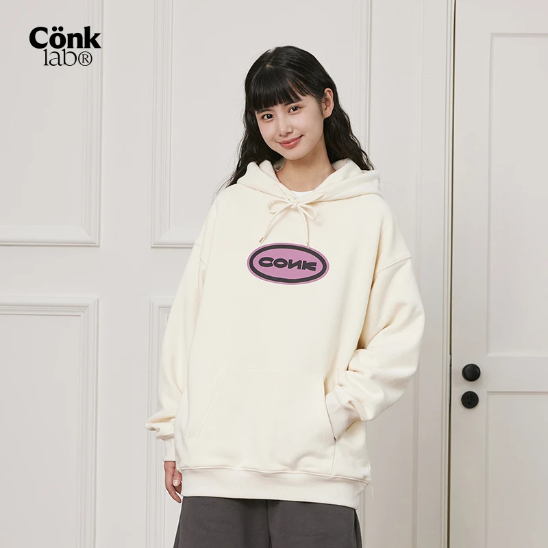 conklab基础字母logo连帽卫衣男春秋潮牌宽松套头加绒帽衫外套ins
