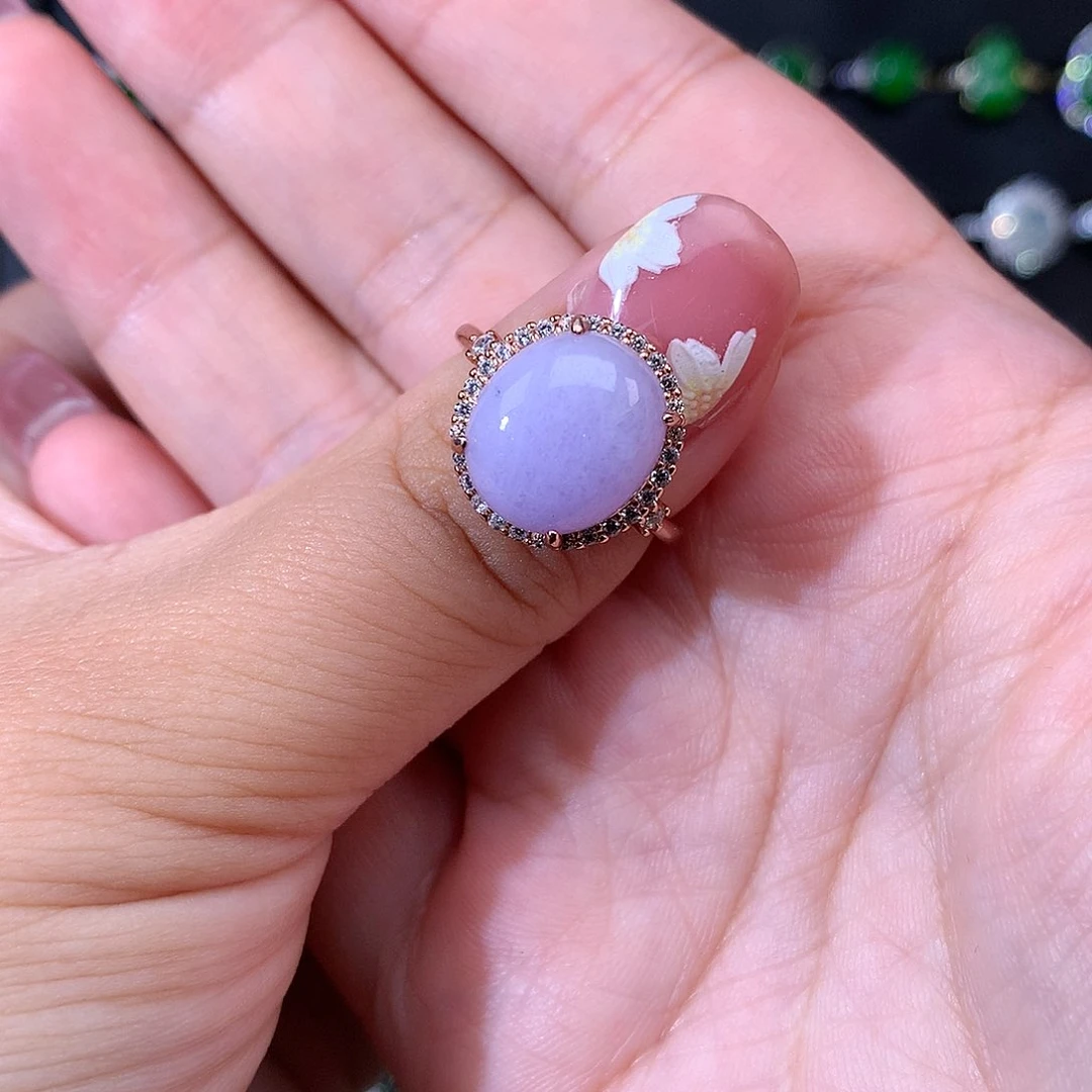 翡翠戒指银S925镶嵌秋***u