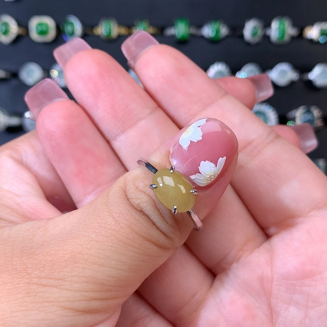 翡翠戒指银S925镶嵌戒指925