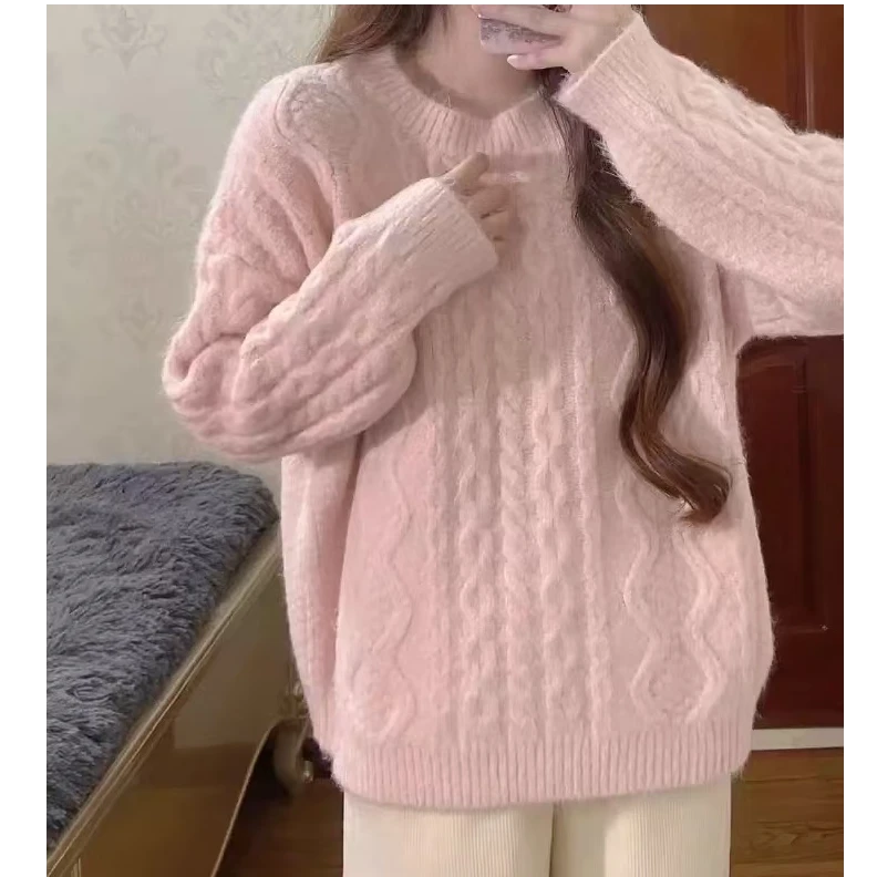 301-350（需直播间实时下单）爆款中长款针织衫慵懒风套头毛衣