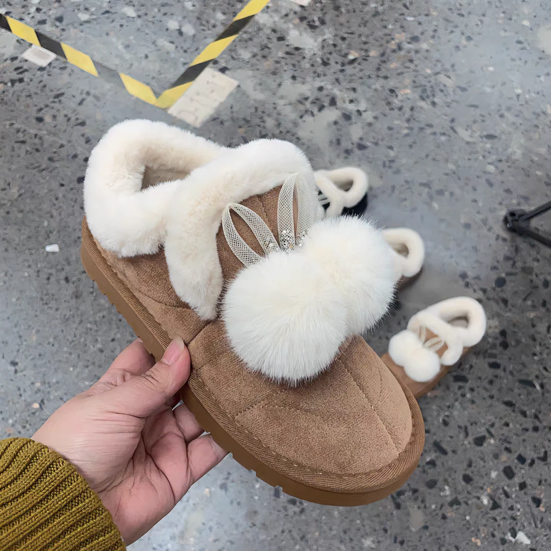 兔耳朵时尚雪地靴加绒加鞋短筒雪地靴秋冬雪地靴6628