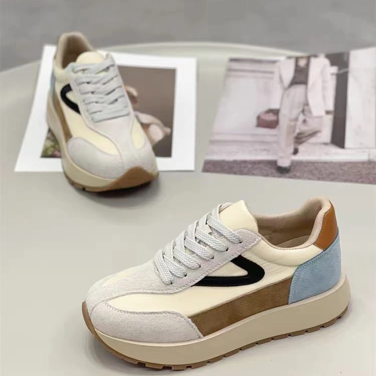 【二姐优选】春夏季新款真皮拼色透气德训百搭休闲运动阿甘鞋1511