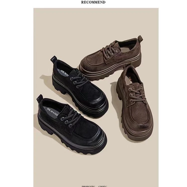 美拉德厚底小皮鞋加绒复古英伦风乐福鞋3629-2