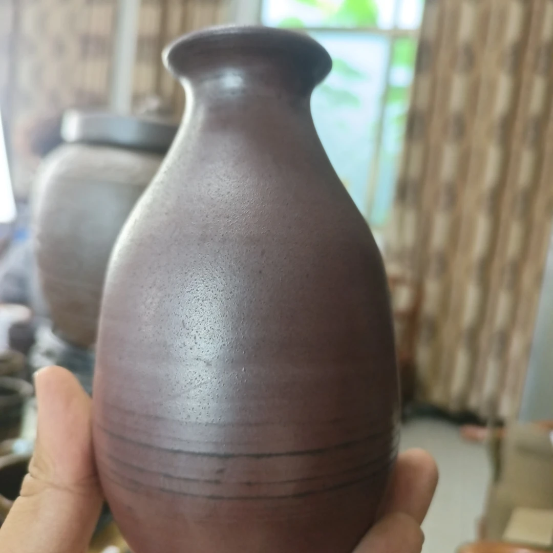 儒陶柴烧纯手工五色土酒壶花瓶