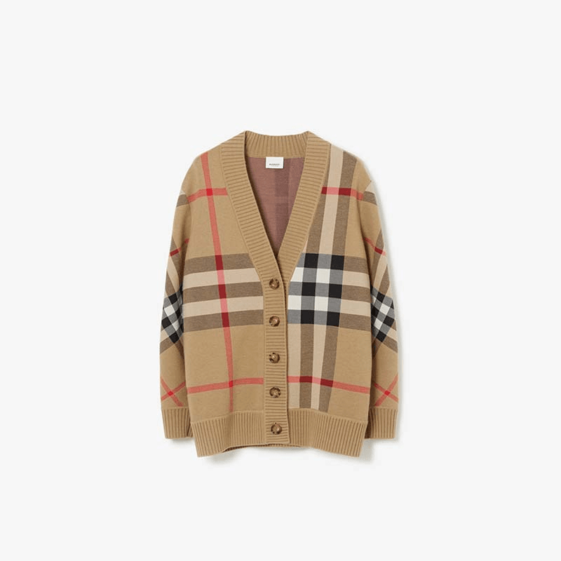 BURBERRY/博柏利格纹功能性羊毛提花开衫百搭短款春秋 80391531