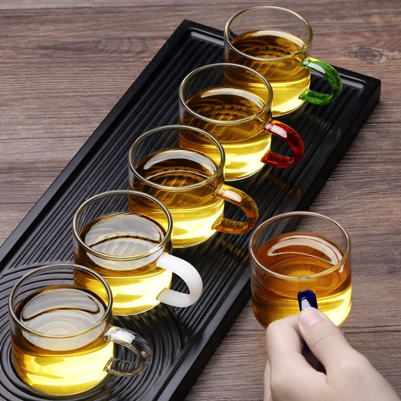 耐热加厚玻璃手柄杯带把功夫茶杯透明家用主人杯品茗杯喝茶杯防烫