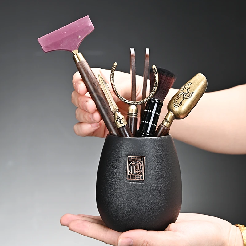 茶道六君子功夫茶具配件用品大全收纳茶杯垫泡茶工具茶桌摆件茶夹