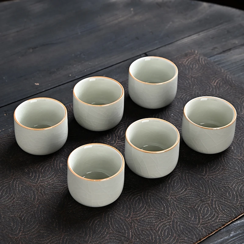 汝窑官窑泡茶杯功夫茶具陶瓷单杯家用品茗杯喝茶杯套组中式主人杯