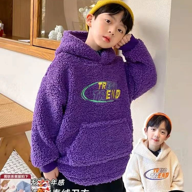 男女儿童羊羔毛绒加绒加厚卫衣A52（图案随机发）