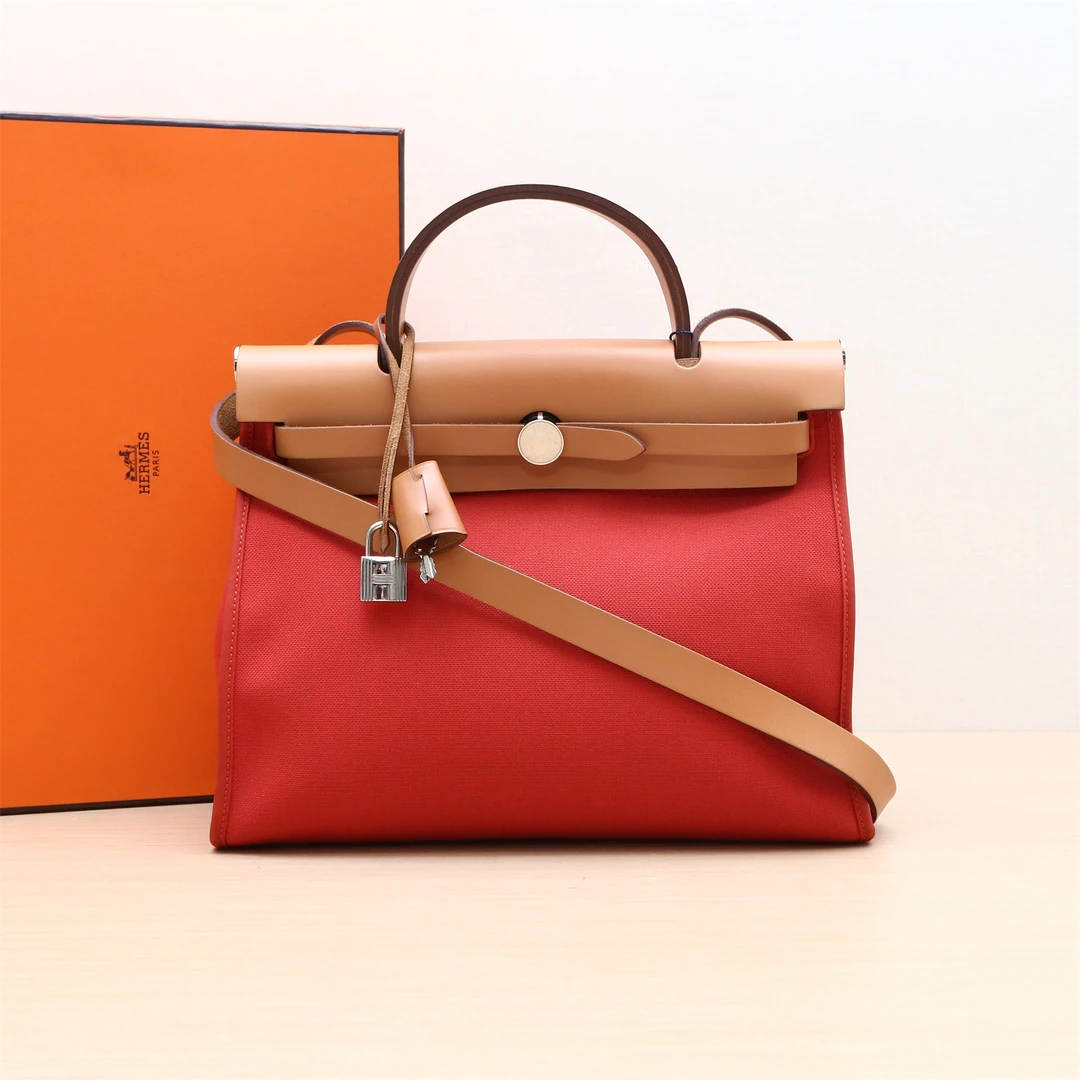 99新 Hermes/爱马仕 单肩包 Herbag 31 S5番茄红A刻P234245999