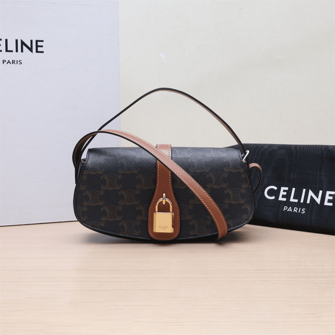 95新 Celine/思琳 TABOU 锁头 法棍包 斜挎包 P224623276