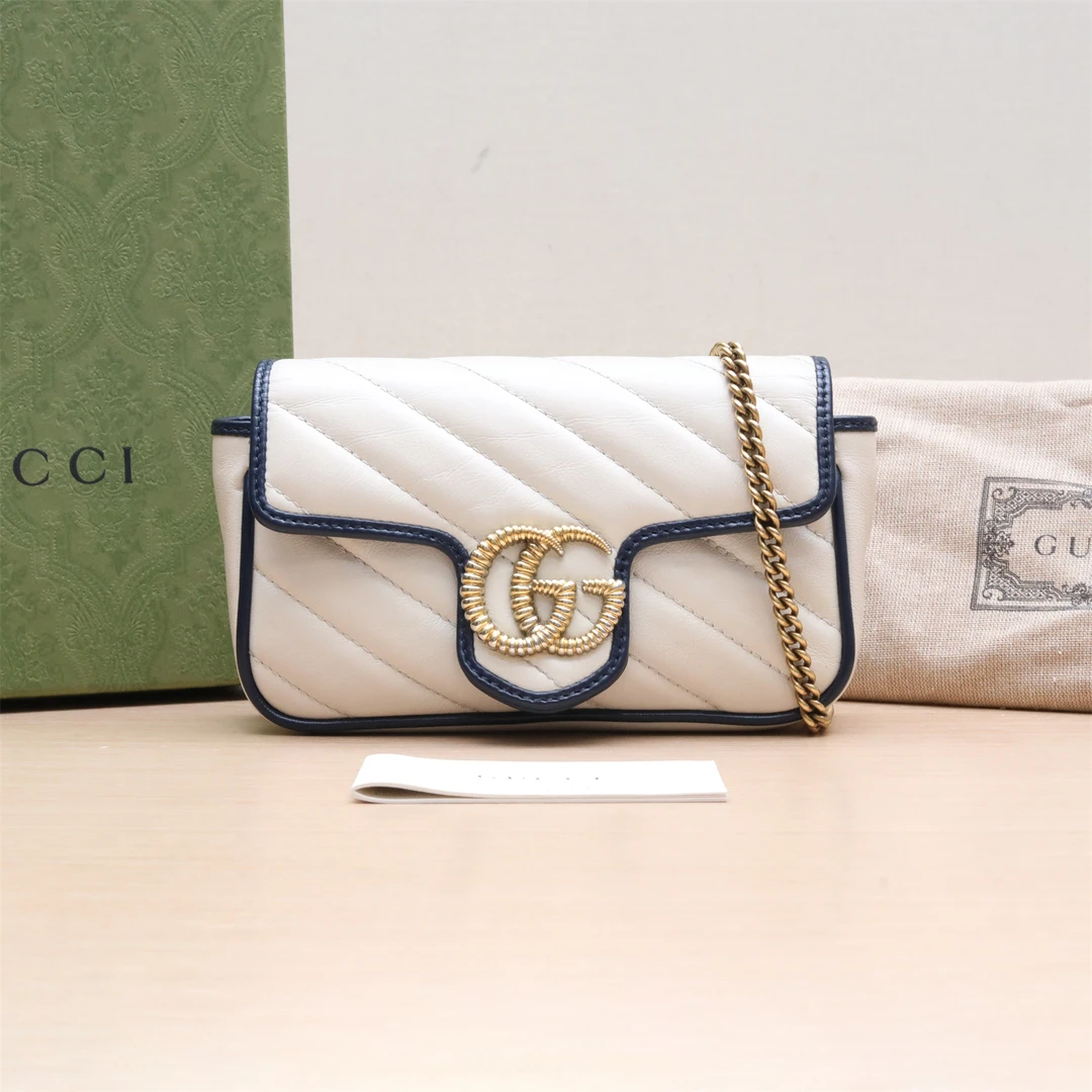 95新 GUCCI/古驰 GG Marmont 16.5 羊角扣 单肩包 P234243710