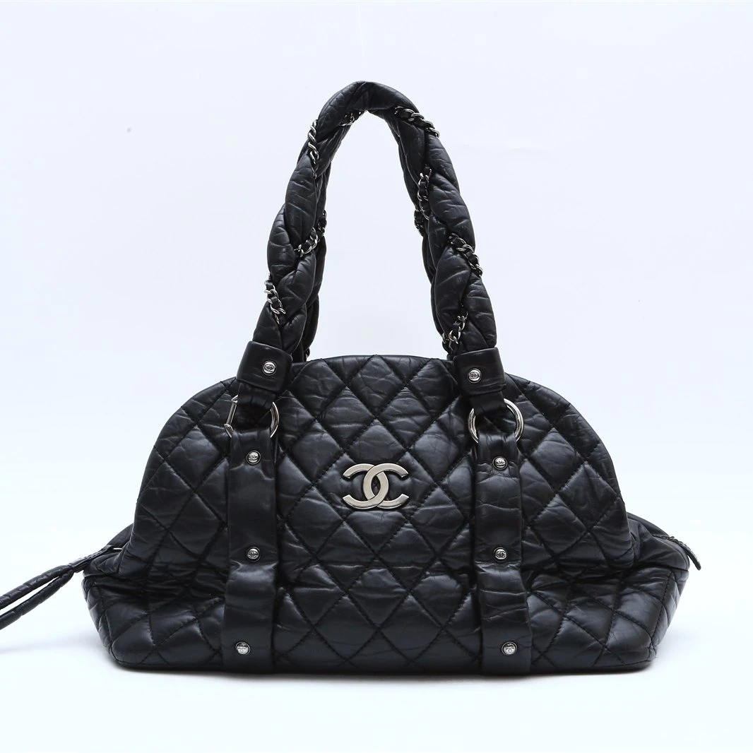 95新 Chanel/香奈儿 单肩包 黑色 皮革C 10开 银扣P224930321