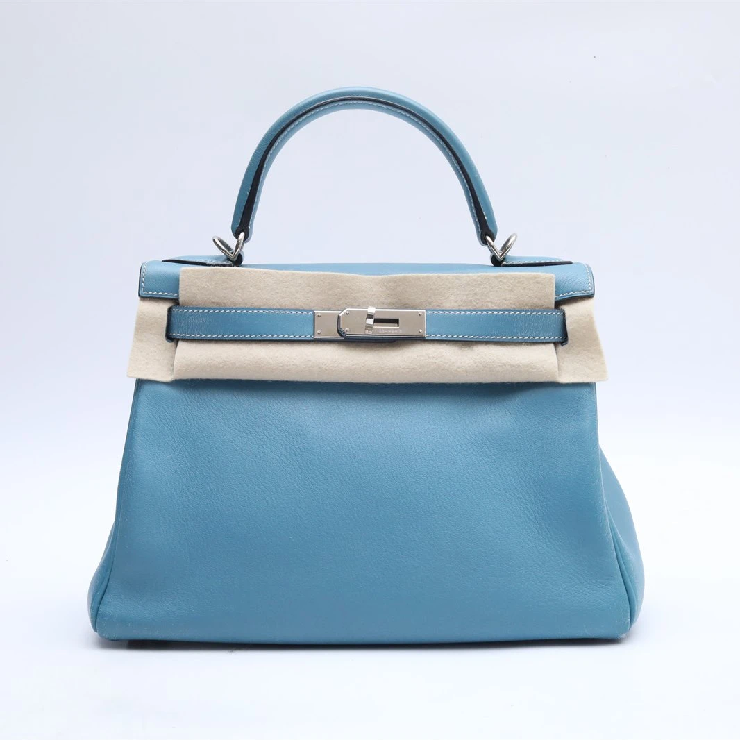 95新 Hermes/爱马仕 单肩包Kelly 牛仔蓝Swift皮 框J P234448761