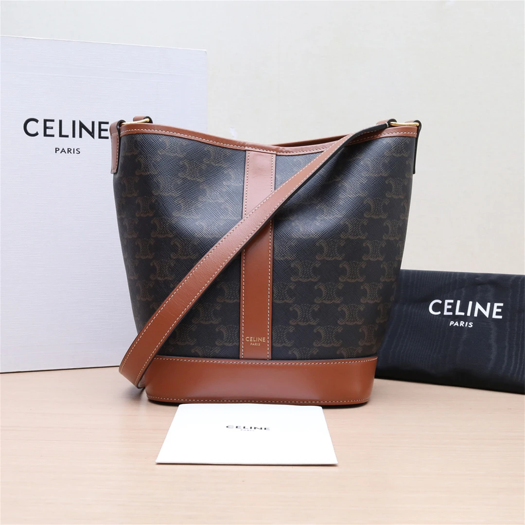 95新 Celine/思琳 单肩包 凯旋门水桶包小号18 P214873217