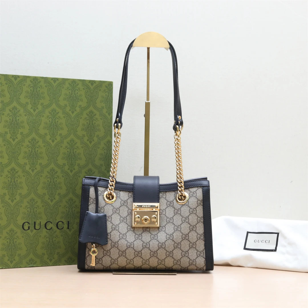 99新 GUCCI/古驰 锁头包 26 黑色 单肩包 P234244586