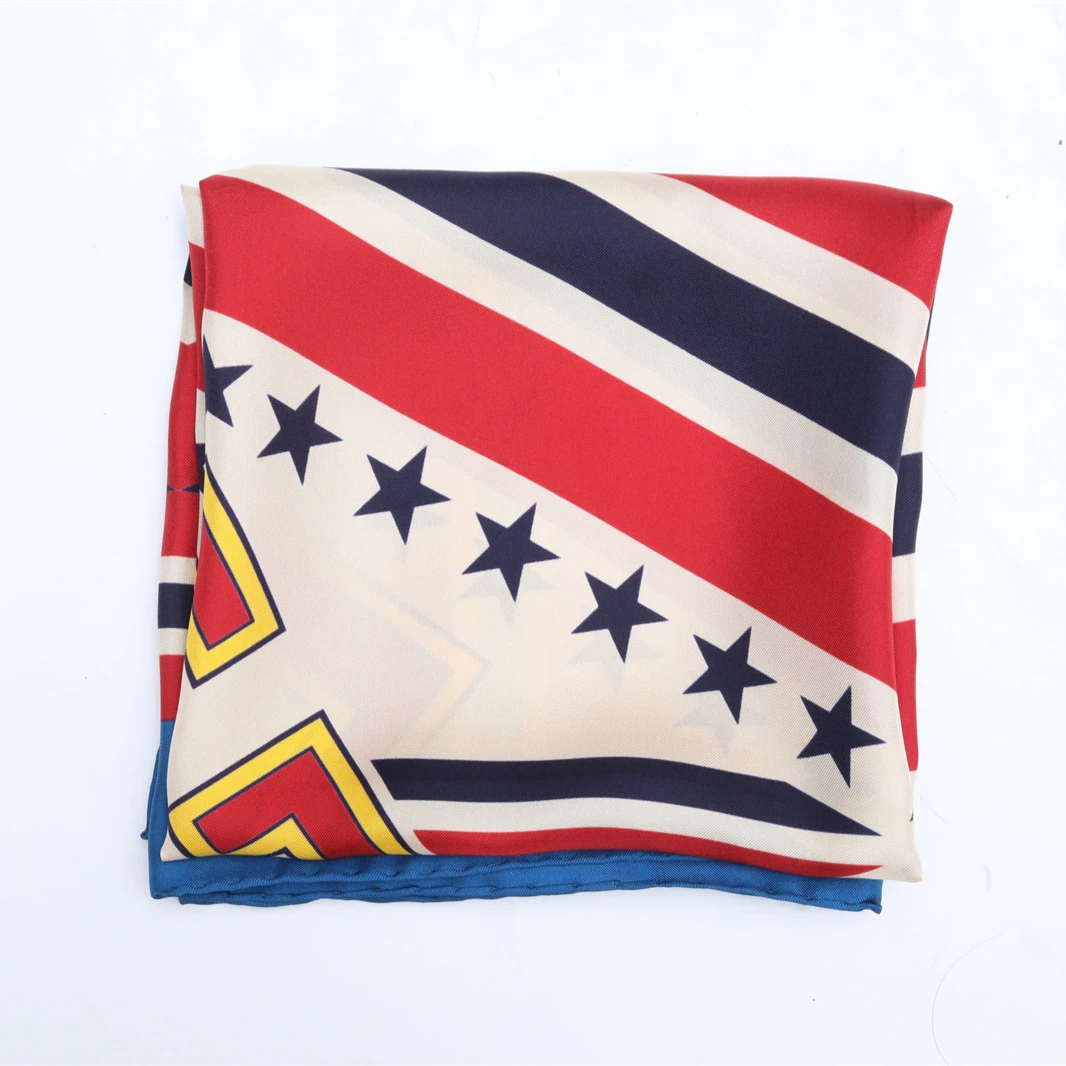 95新 GUCCI/古驰 GUCCI 星星条纹图案丝巾 90*90 蓝色P241885432