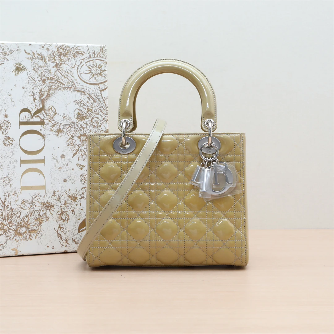 95新 DIOR/迪奥 单肩包 戴妃包 五格 黄色 2014 P234347835