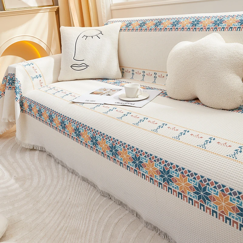沙发巾盖布四季通用型座垫子编织北欧简约防滑盖毯沙发巾全盖布