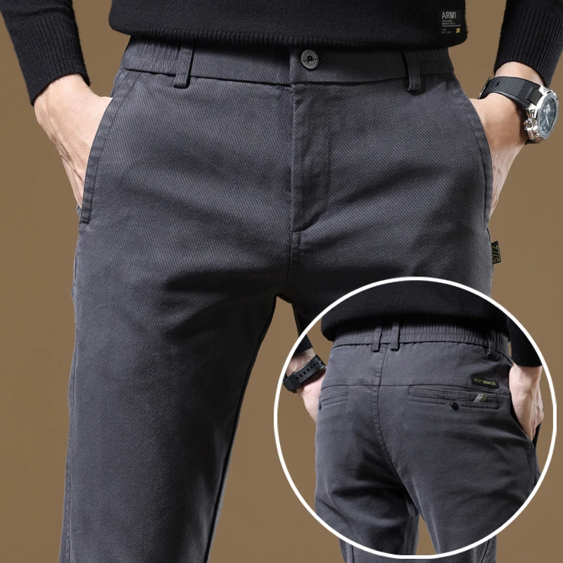 秋季新款男士休闲裤韩版潮流男裤轻商务松紧腰直筒弹力修身裤子男