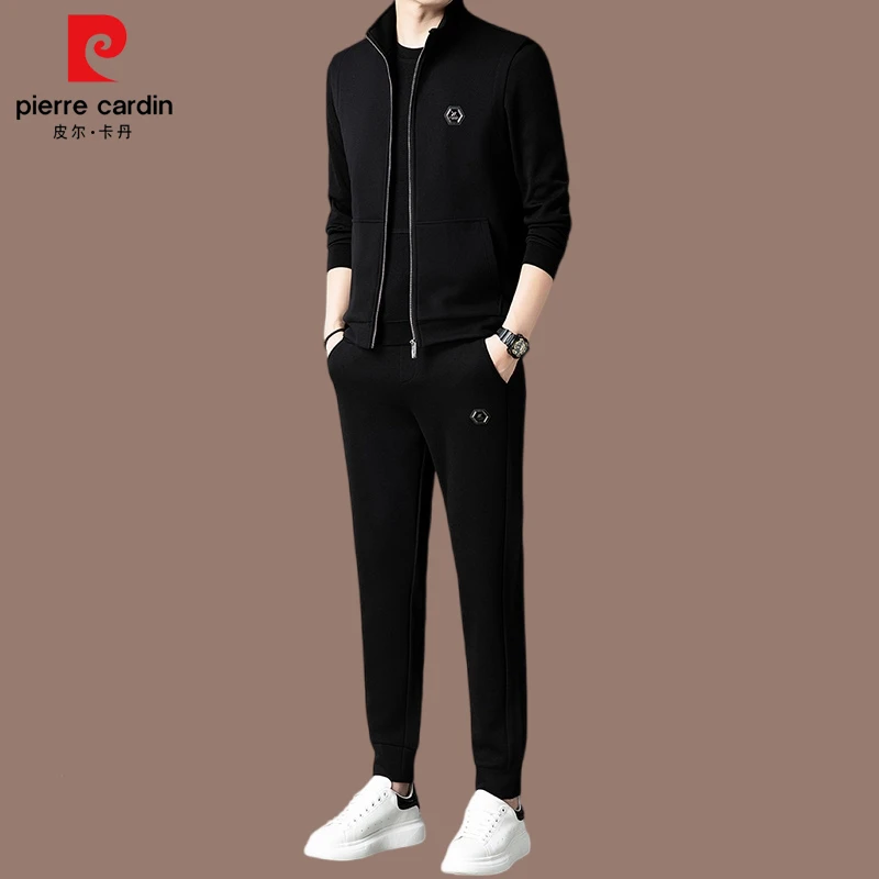 【皮尔卡丹专柜正品】春秋季新款男士休闲时尚套装立领马甲三件套潮