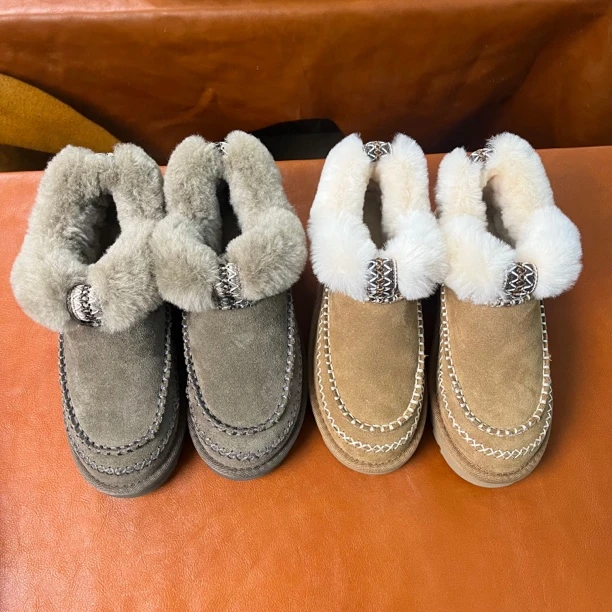 广州真皮女靴真毛毛靴加厚保暖舒适百搭时尚女靴