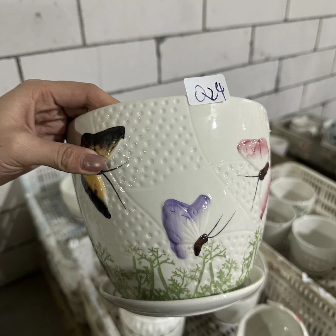 【直播专属】两个陶瓷长方形瑕疵花盆口径20cm 高度7cm（Q24）