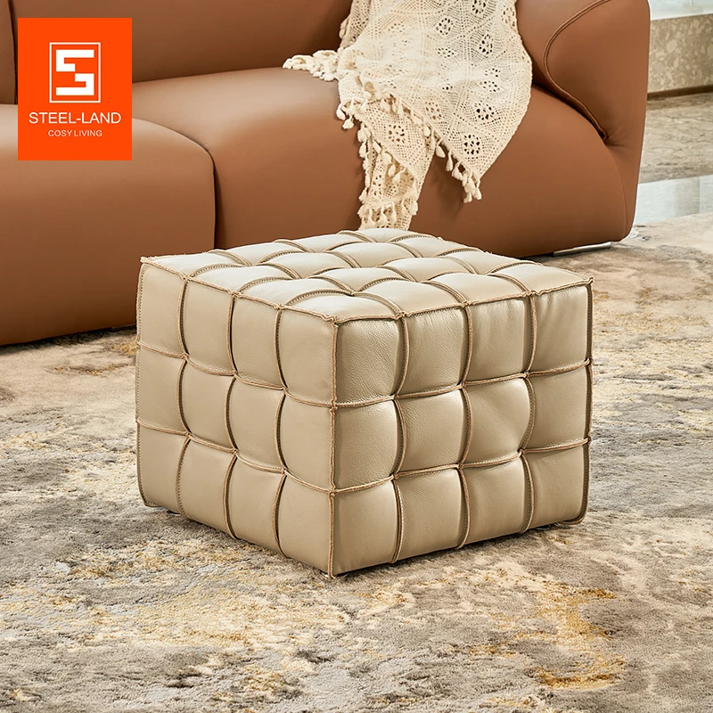 斯帝罗兰2023年新款全皮真皮小方凳脚凳衣帽间魔方块脚踏梳妆台