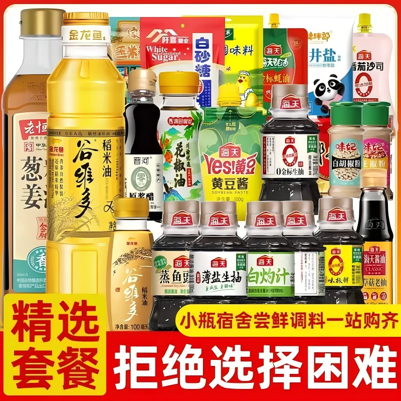 海天宿舍小瓶调料组合套装生抽蚝油盐味极鲜迷你酱油学生宿舍厨房