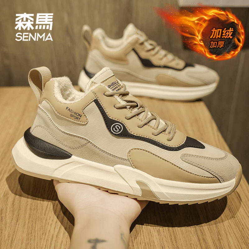 SENMA/森马男鞋春季2024新款加绒加厚保暖棉鞋男款运动休闲雪地靴